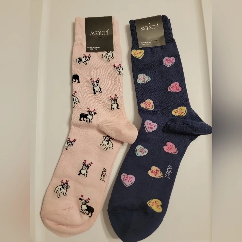 NWT J. Crew Valentine Men's Socks, 2 Pairs